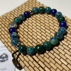 Gemstone 8mm Bracelet w/Stainless Steel All Seeing Eye Bead in a Bamboo Gift Box